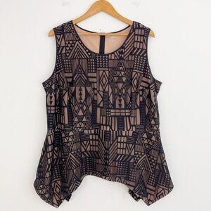 Lane Bryant 22/24 Lace Black Nude Sleeveless Peplum Top
